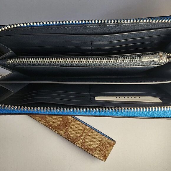 NWT COACH CK427 LONG ZIP AROUND WALLET WITH STRAP Racer Blue - Picture 4 of 4